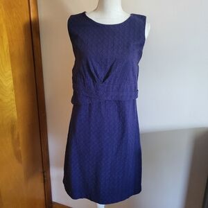 Garnet Hill Cotton Floral Eyelet Sheath Dress Blue Size 12